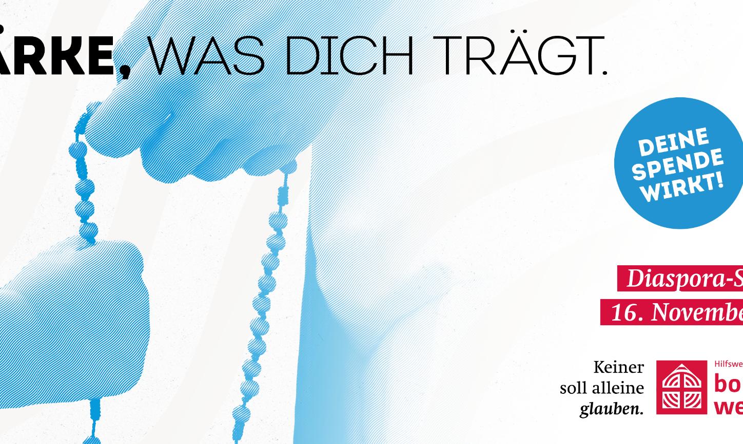 Das Bild zeigt das Kampagnen-Logo und das Motto  'Stärke was Dich trägt' für den Diaspora-Sonntag am 16.11.2025