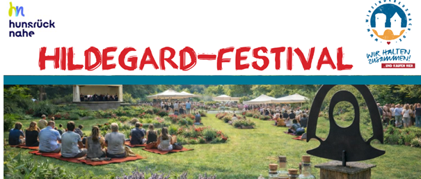 Das Bild zeigt das Aktionsplakat für das Hildegard-Festival im Kurpark von Bad Kreuznach