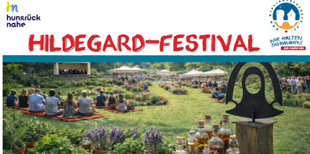 Das Bild zeigt das Aktionsplakat für das Hildegard-Festival im Kurpark von Bad Kreuznach
