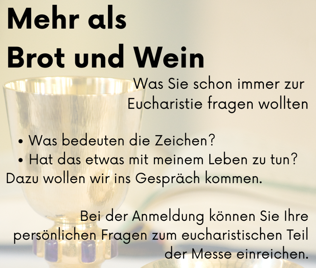 Das Bild zeigt das Einladungsplakat zur Veranstaltung 'Mehr als Brot und Wein'