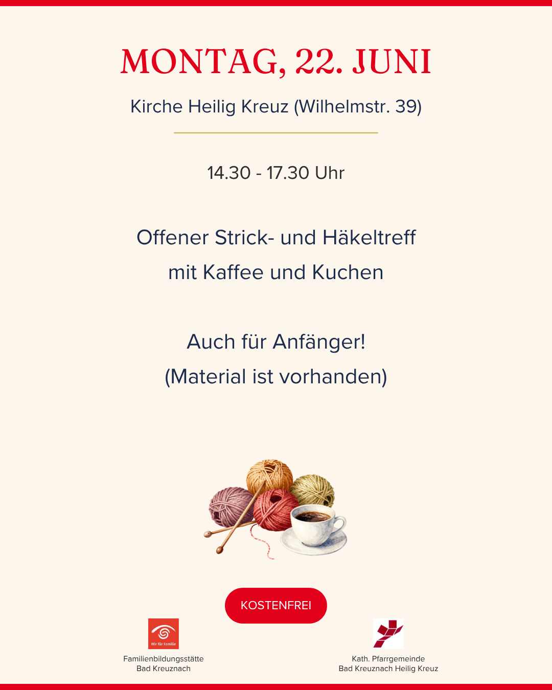 Das Bild zeigt das Programm der Aktionswoche 'Miteinander statt allein' für Montag, den 22.06.2026