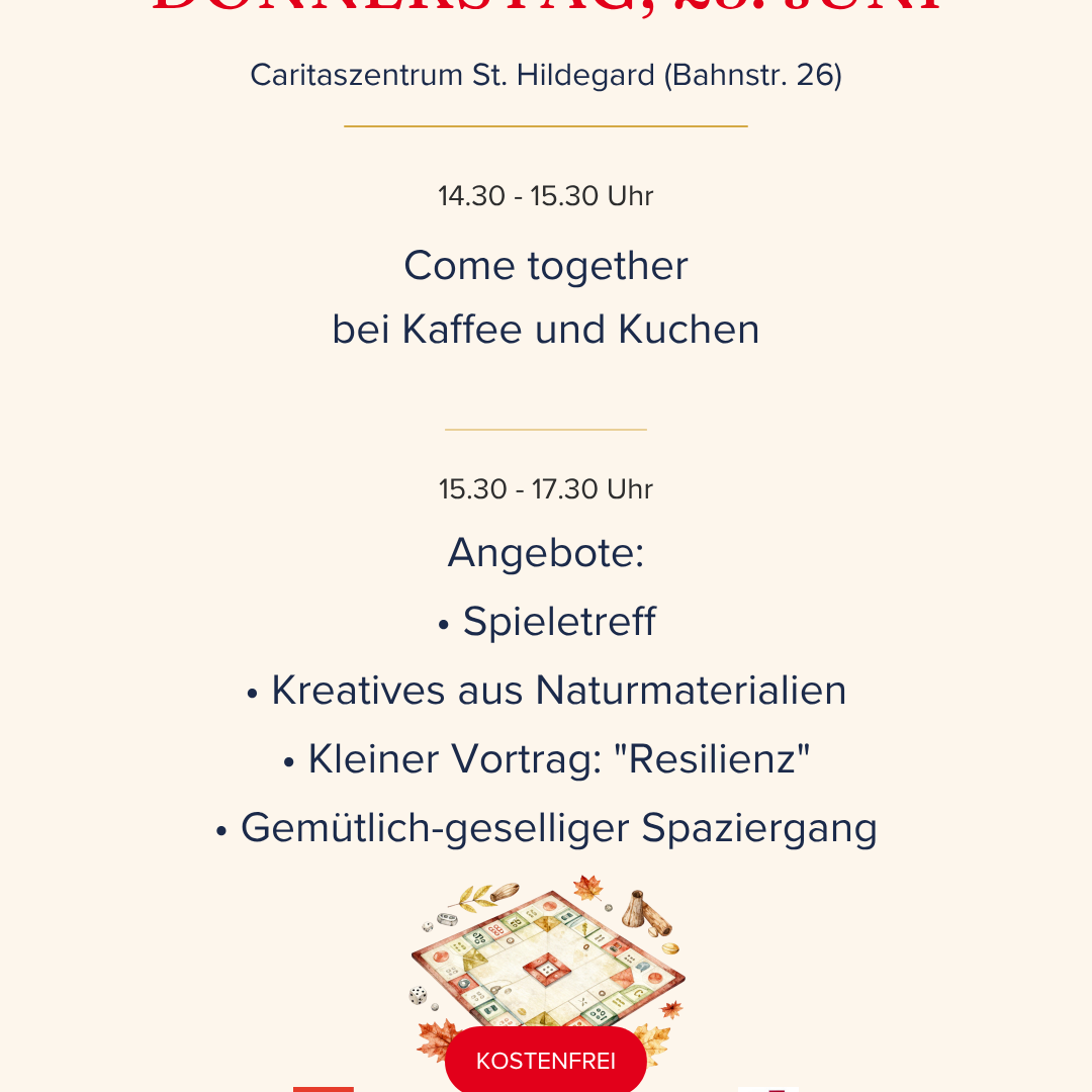 Das Bild zeigt das Programm der Aktionswoche 'Miteinander statt allein' für Donnersttag, den 25.06.2026