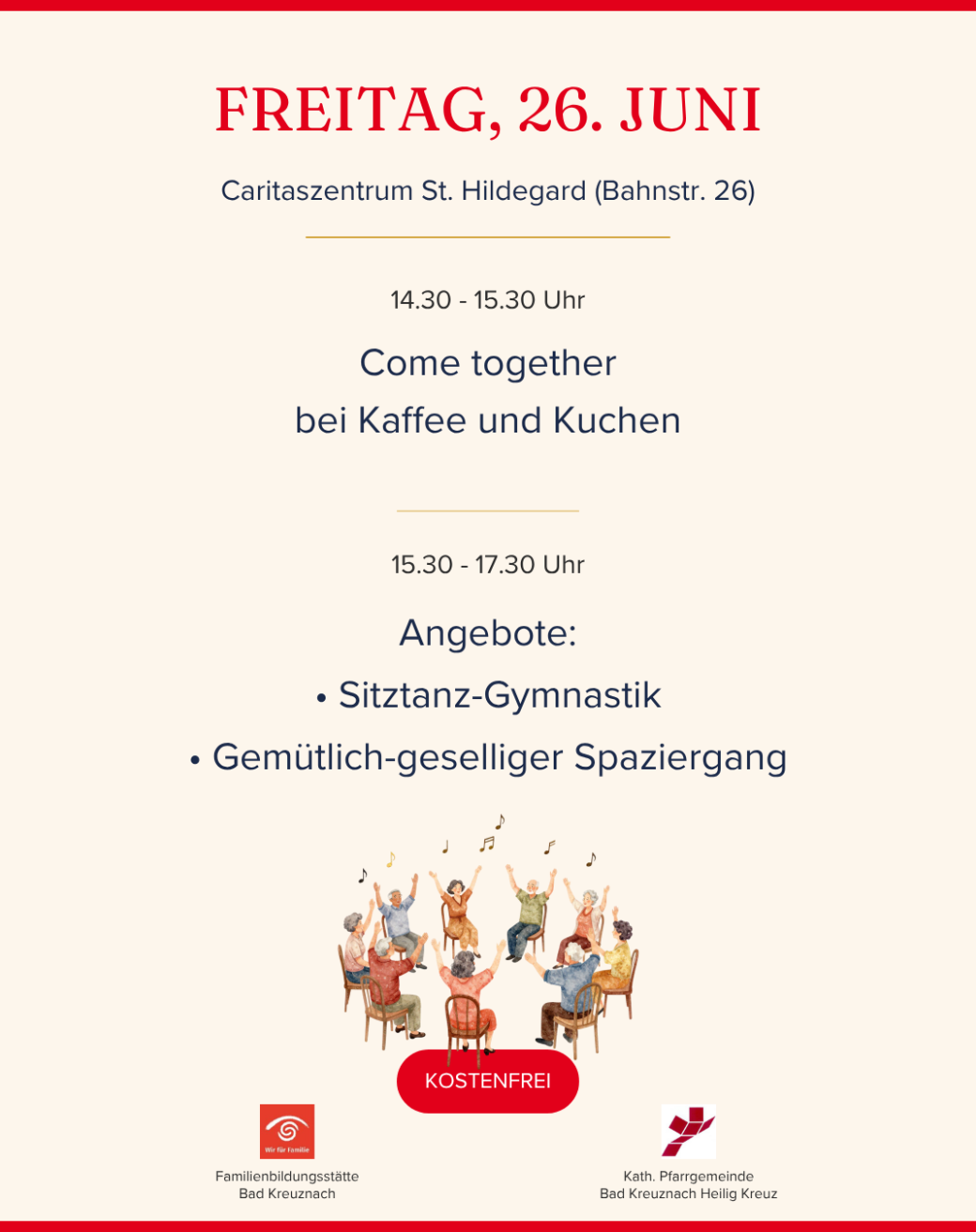 Das Bild zeigt das Programm der Aktionswoche 'Miteinander statt allein' für Freitag, den 26.06.2026
