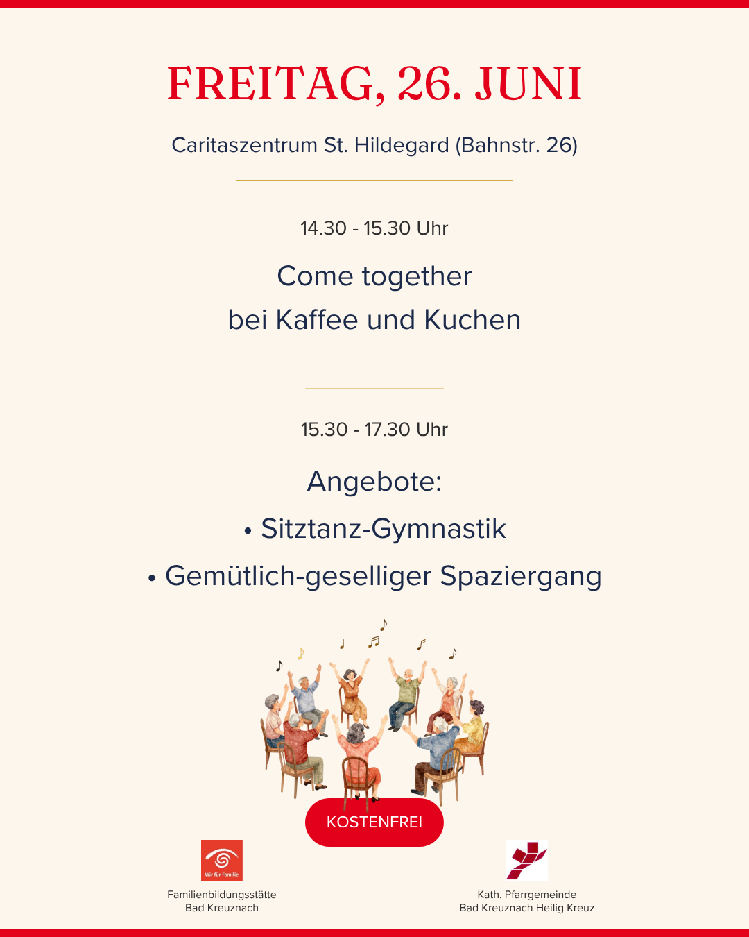 Das Bild zeigt das Programm der Aktionswoche 'Miteinander statt allein' für Freitag, den 26.06.2026
