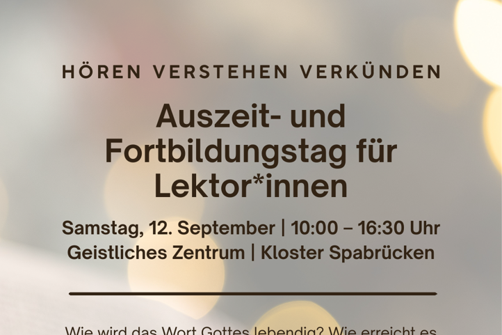 Das Ankündigungsplakat für den Oasentag für Lektoren im Kloster Spabrücken