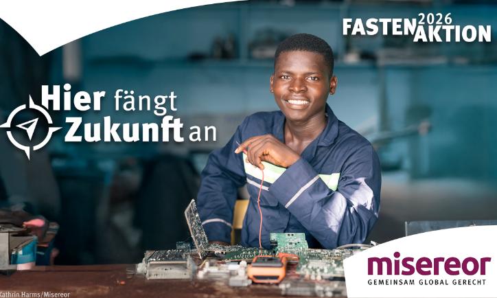 Das Bild zeigt ein Kampagnenfoto für die Fastenaktion Misereor 2026