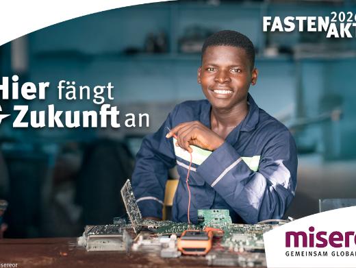 Das Bild zeigt ein Kampagnenfoto für die Fastenaktion Misereor 2026