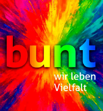 Das Bild zeigt das Plakat des Projekts 'bunt - wir leben vielfalt'