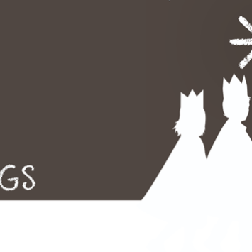 Das Bild zeigt die stilisierte Silhouette der 3 Könige unter einem Stern mit dem Slogan ' Wir sind wieder unterwegs'