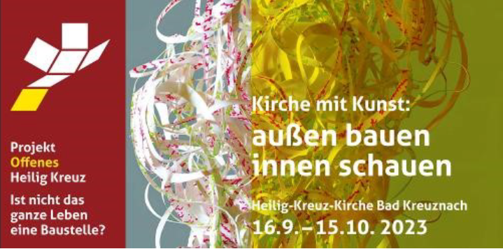 Die Grafik zeigt das Aktionslogo aus dem Jahr 2023 Kirche mit Kunst: außen bauen innen schauen